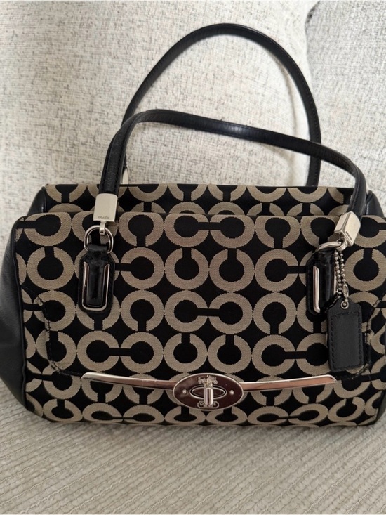 Coach Handbags - Coach Black & Beige Madison Madeline east/west satchel! Like new condition